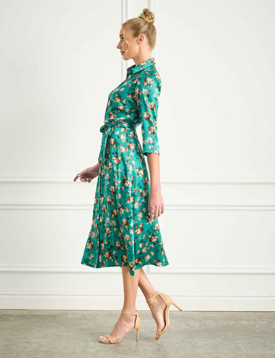NEW Theyre 'Peony Posey' Limited Edition 100% Silk Shirtdress