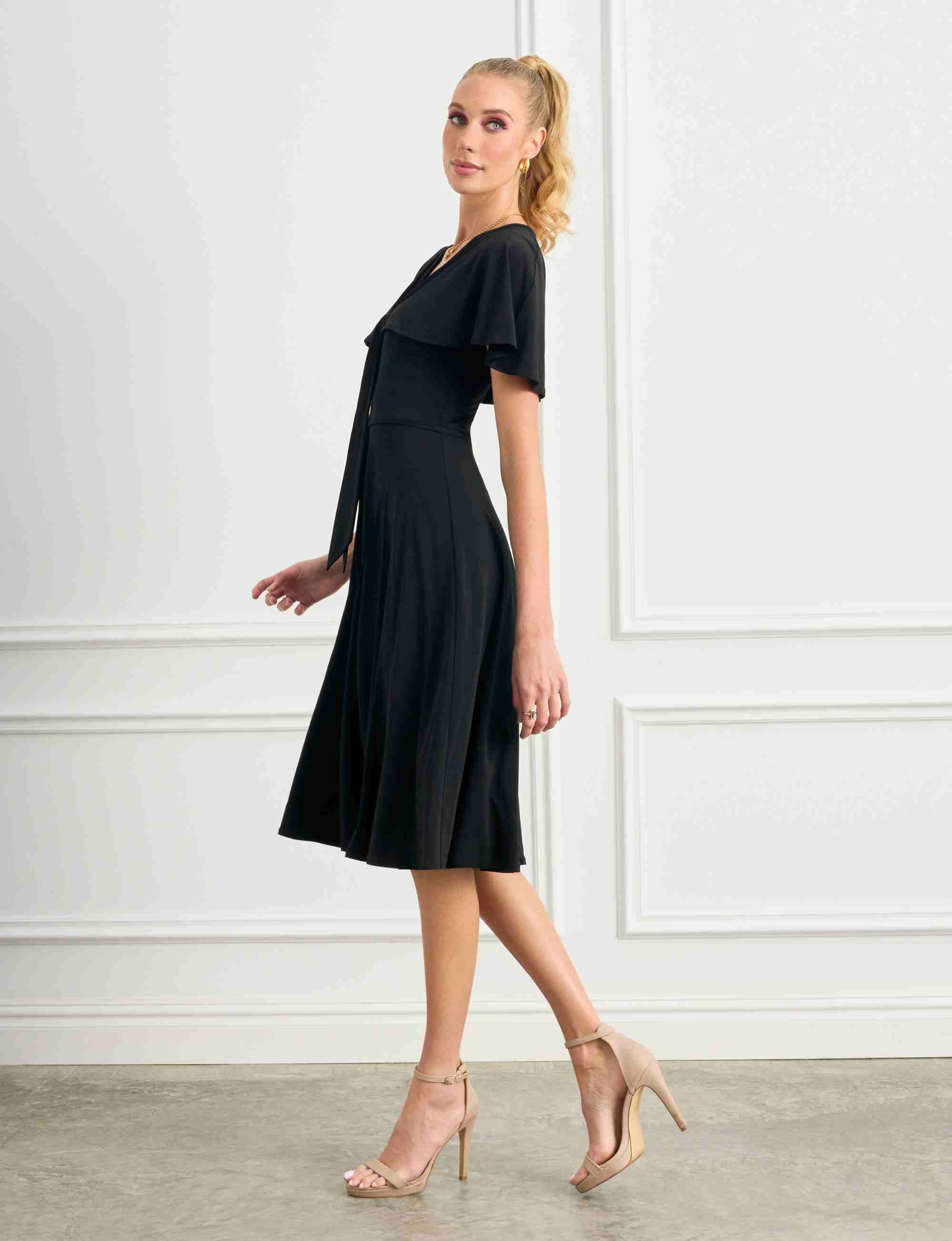 Enza 'LBD' Sailor Cape Black Cocktail Dress - FINAL SALE