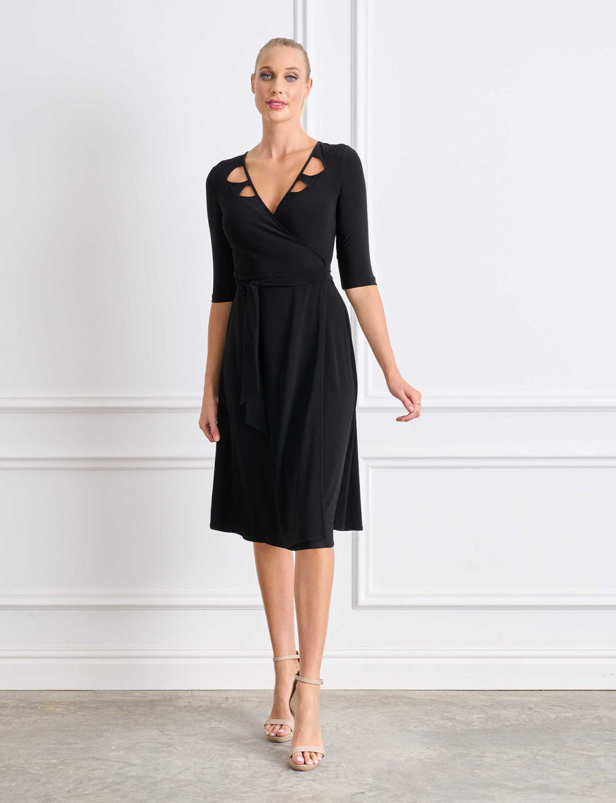 Mary True Wrap Knee Length Cutout Dress