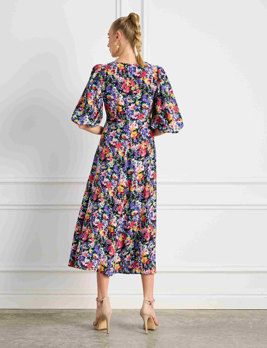 Nicole 'Spring Burst' Empire Line Midi Dress