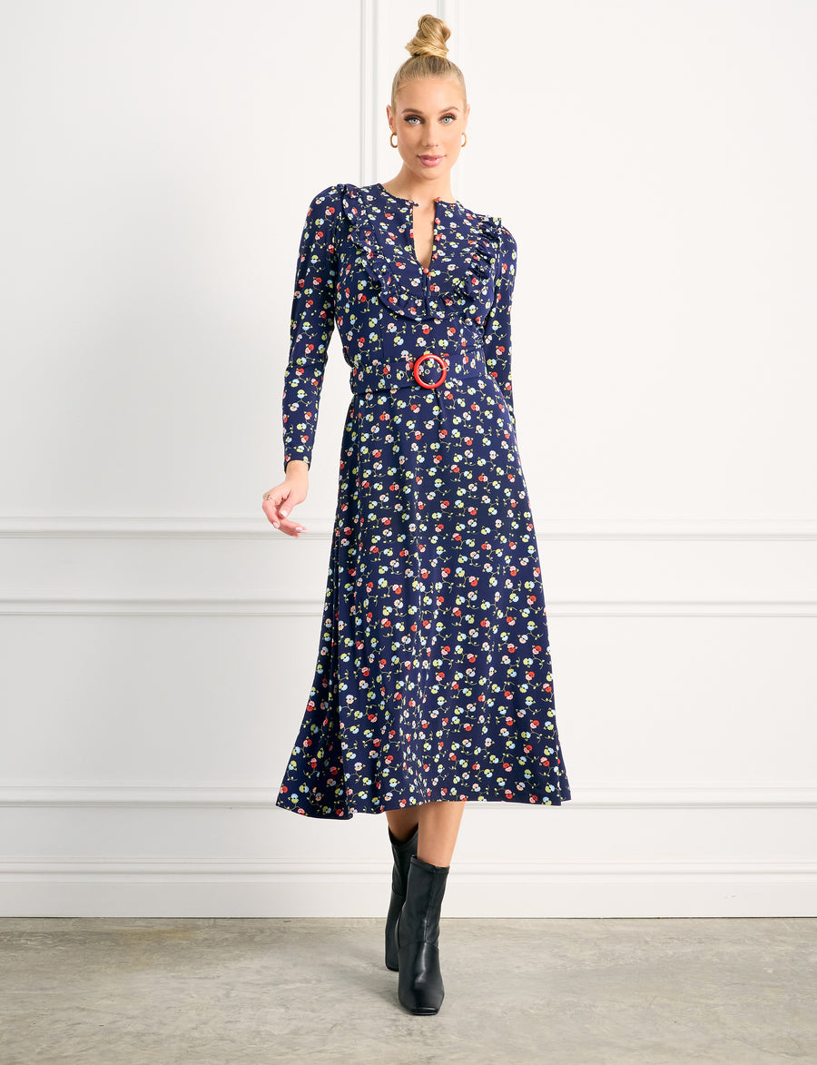 Camille 'Dotty Delight' Fit and Flare Midi Dress