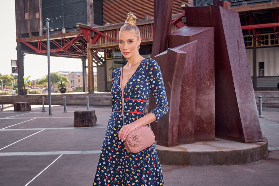 Dina 'Dotty Delight' Fit and Flare Empire Dress