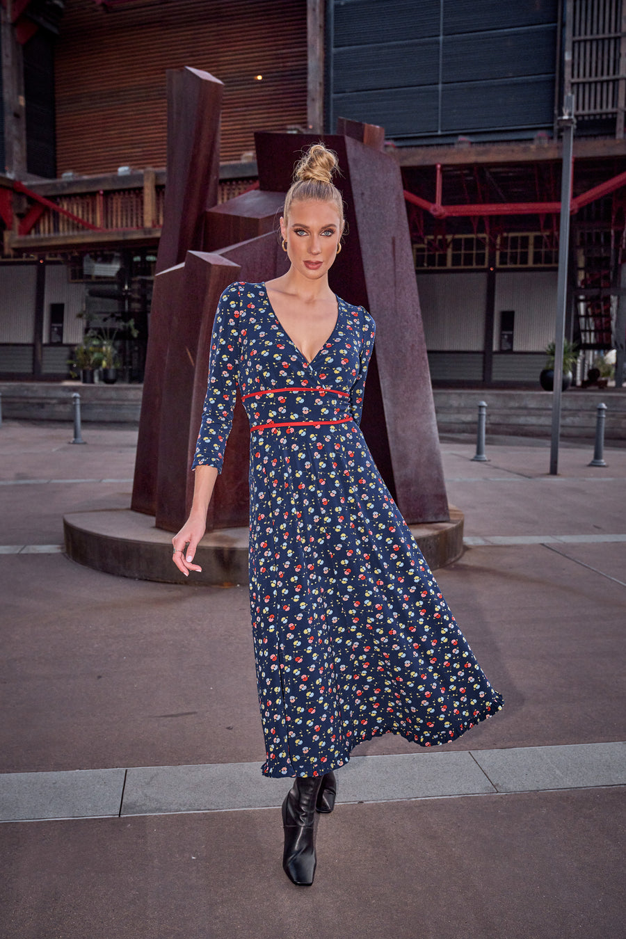 Dina 'Dotty Delight' Fit and Flare Empire Dress