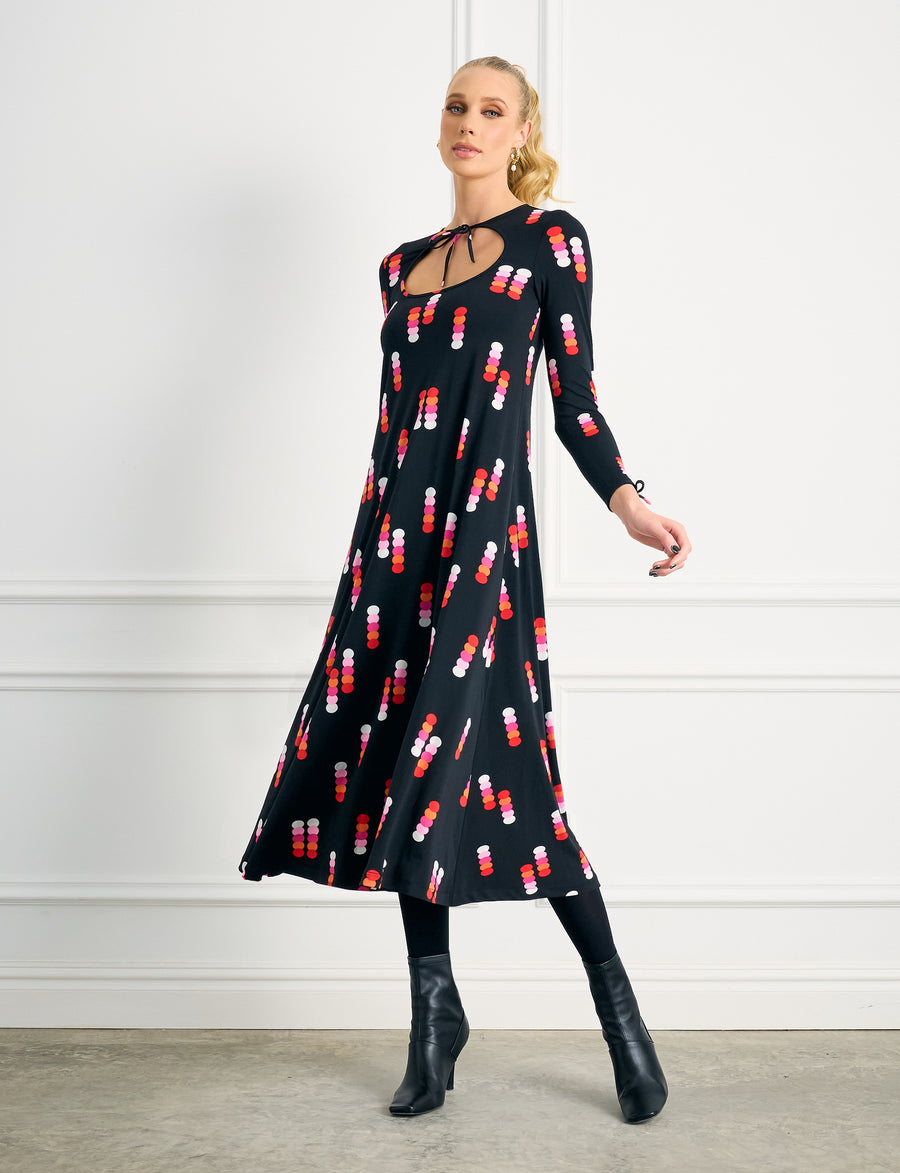 Frances 'City Lights' Feature Neckline A-Line Dress