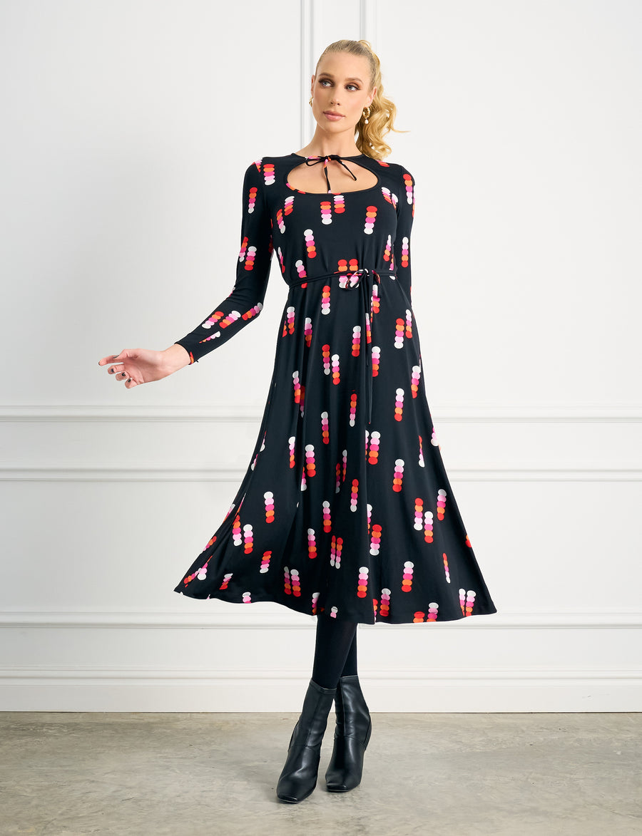 Frances 'City Lights' Feature Neckline A-Line Dress