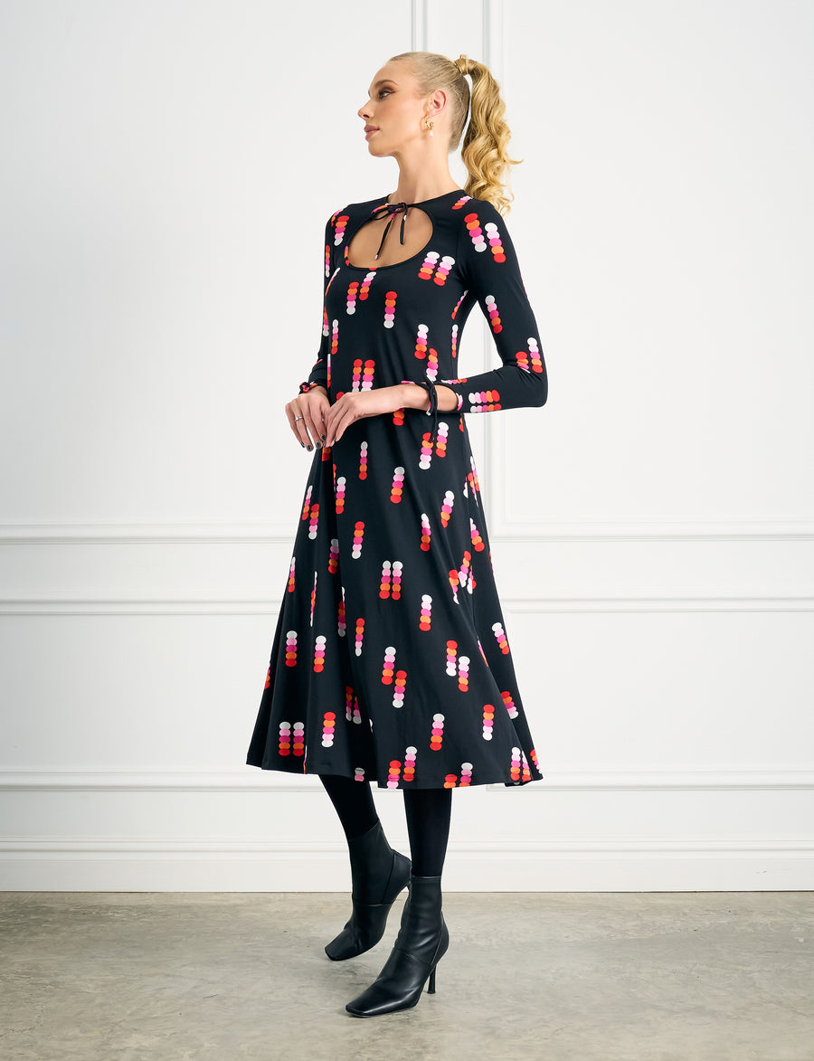 Frances 'City Lights' Feature Neckline A-Line Dress