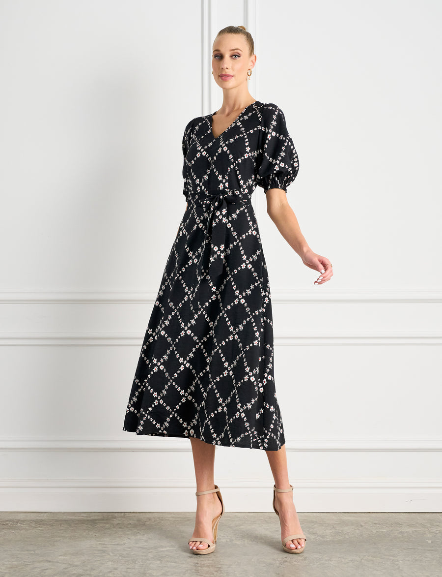 Chiara 'Daisy Diamond' Fit and Flare Midi Dress
