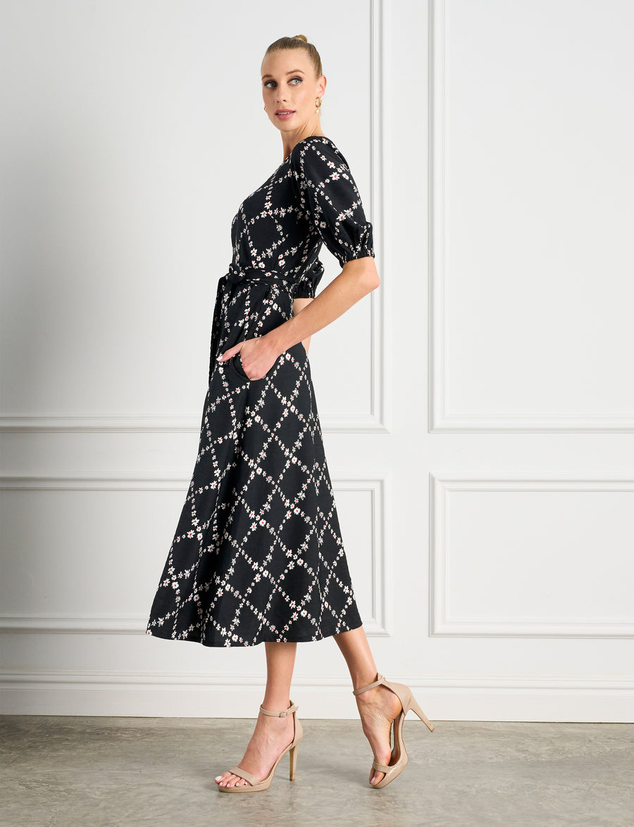 Chiara 'Daisy Diamond' Fit and Flare Midi Dress