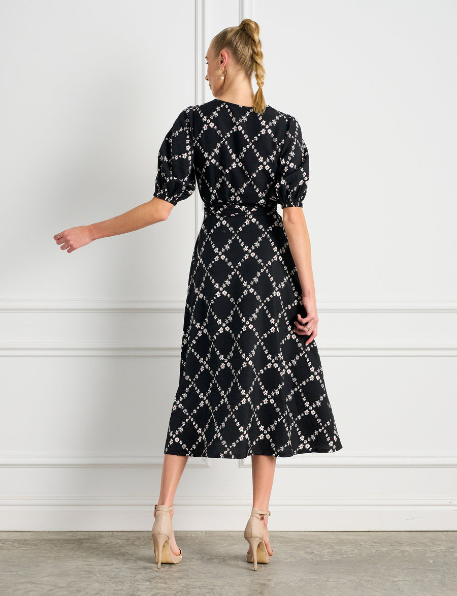 Chiara 'Daisy Diamond' Fit and Flare Midi Dress