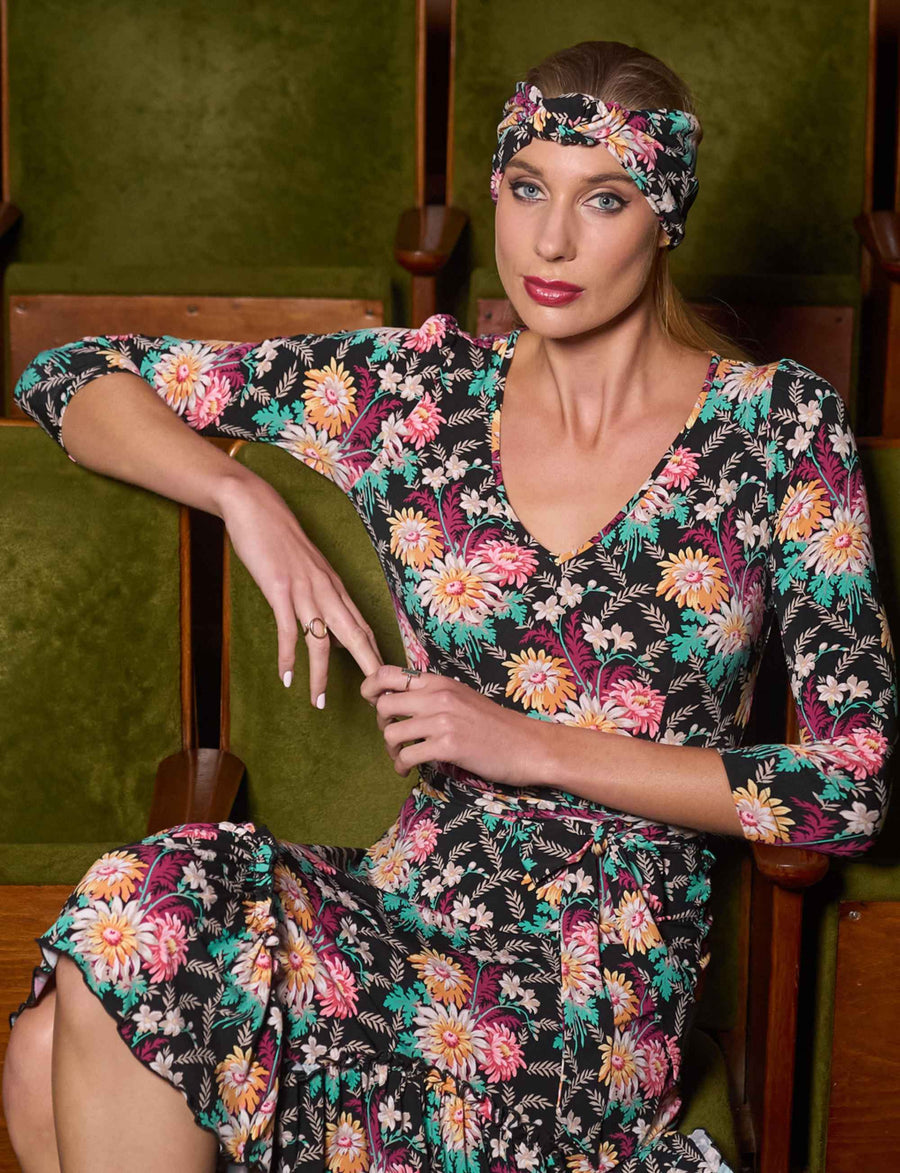 Printed Jersey 'Darling Dahlias' Headband FINAL SALE