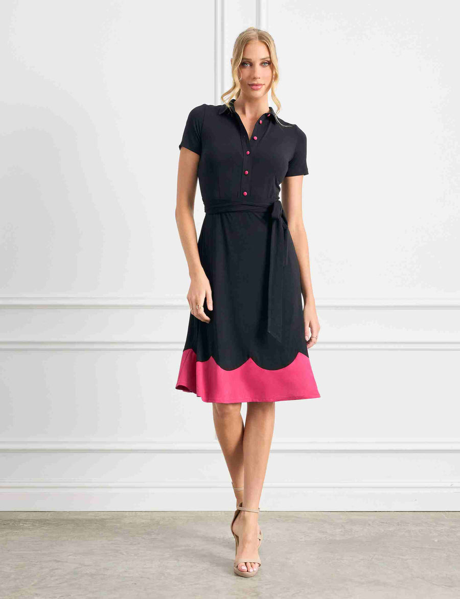 Susanna 'LBD'  Pink Shirtmaker Knee Length Dress