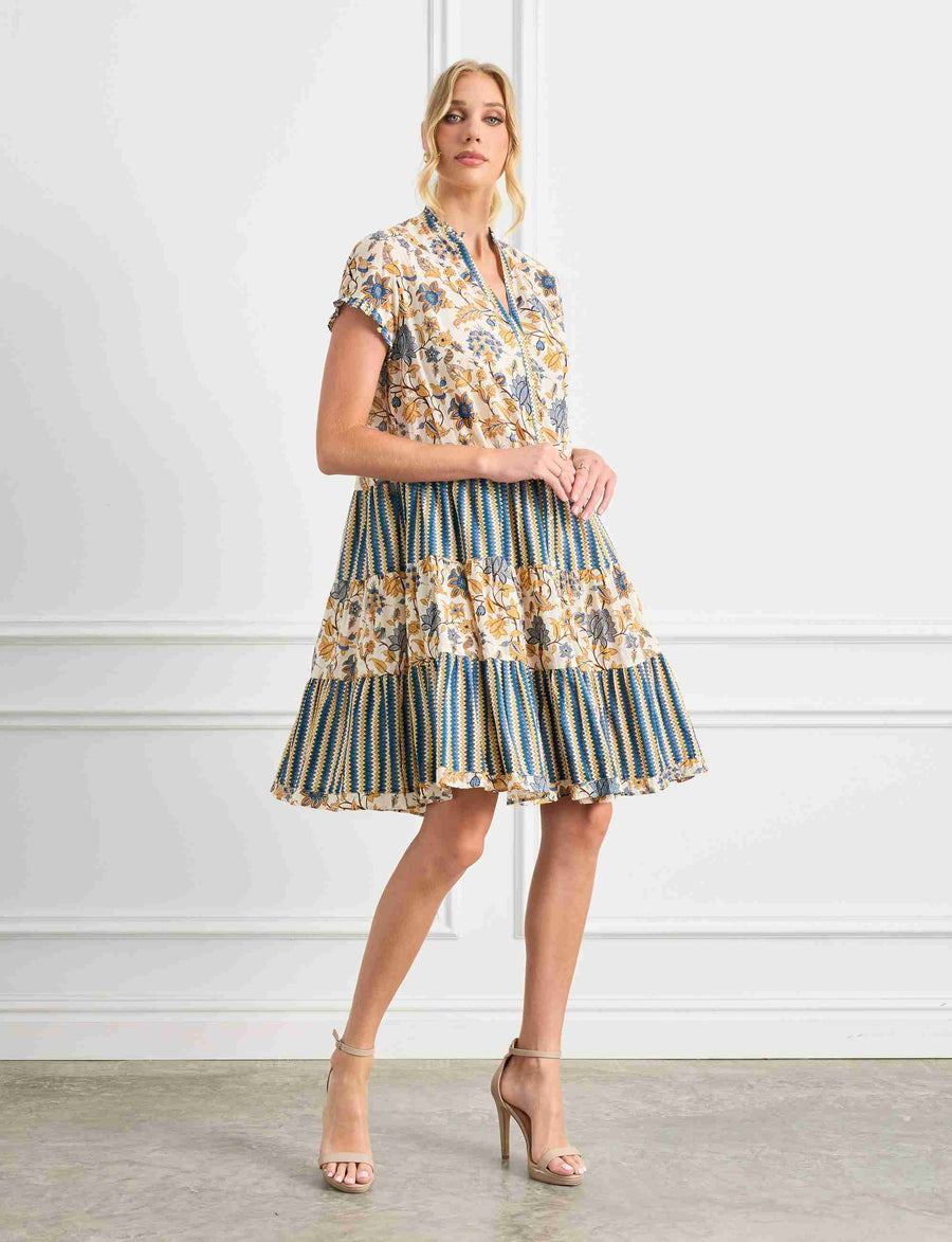 Simone 'Periwinkle' Tiered Shift Shirtdress