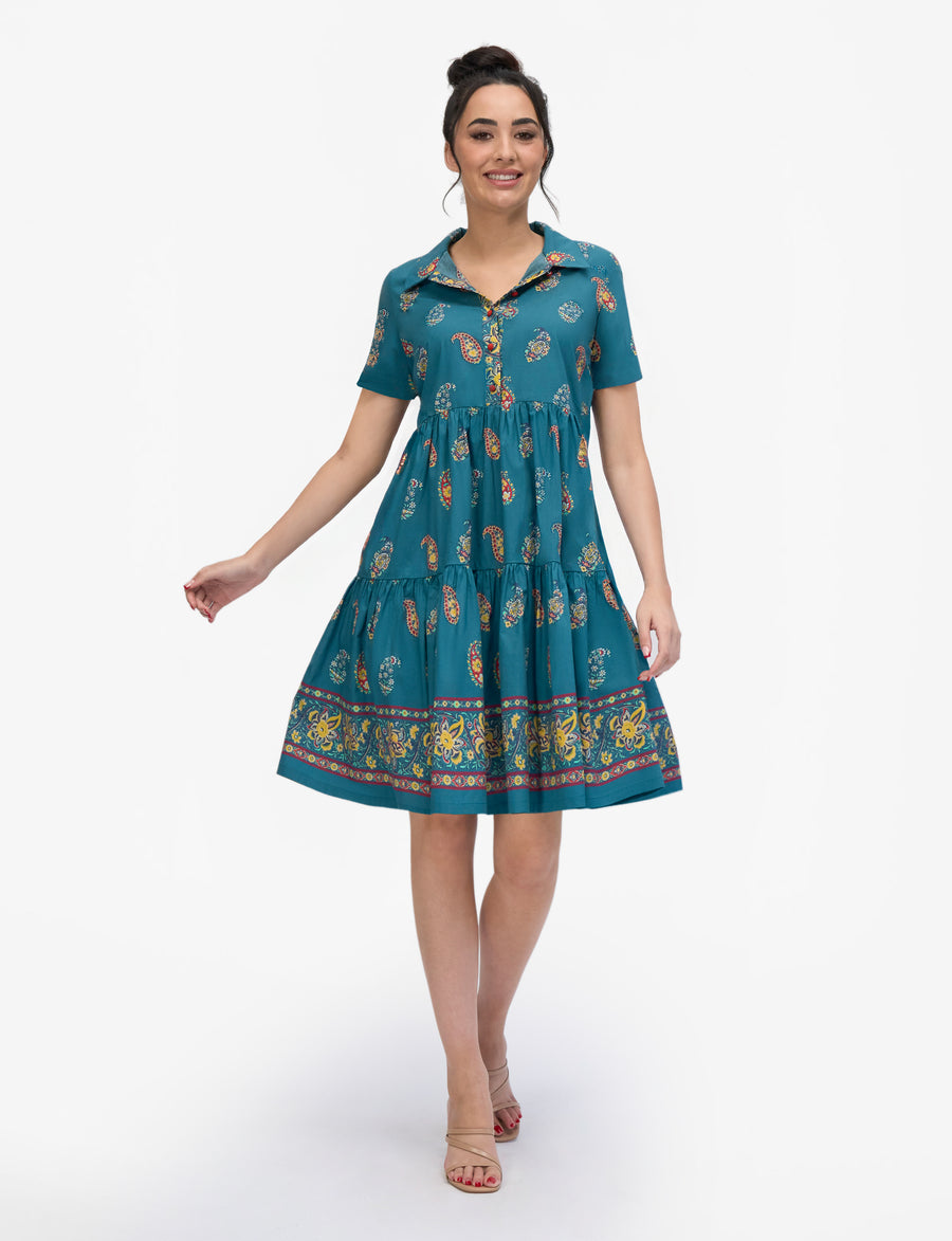Agra 'Gianna' 100% Cotton Tiered Shift Dress