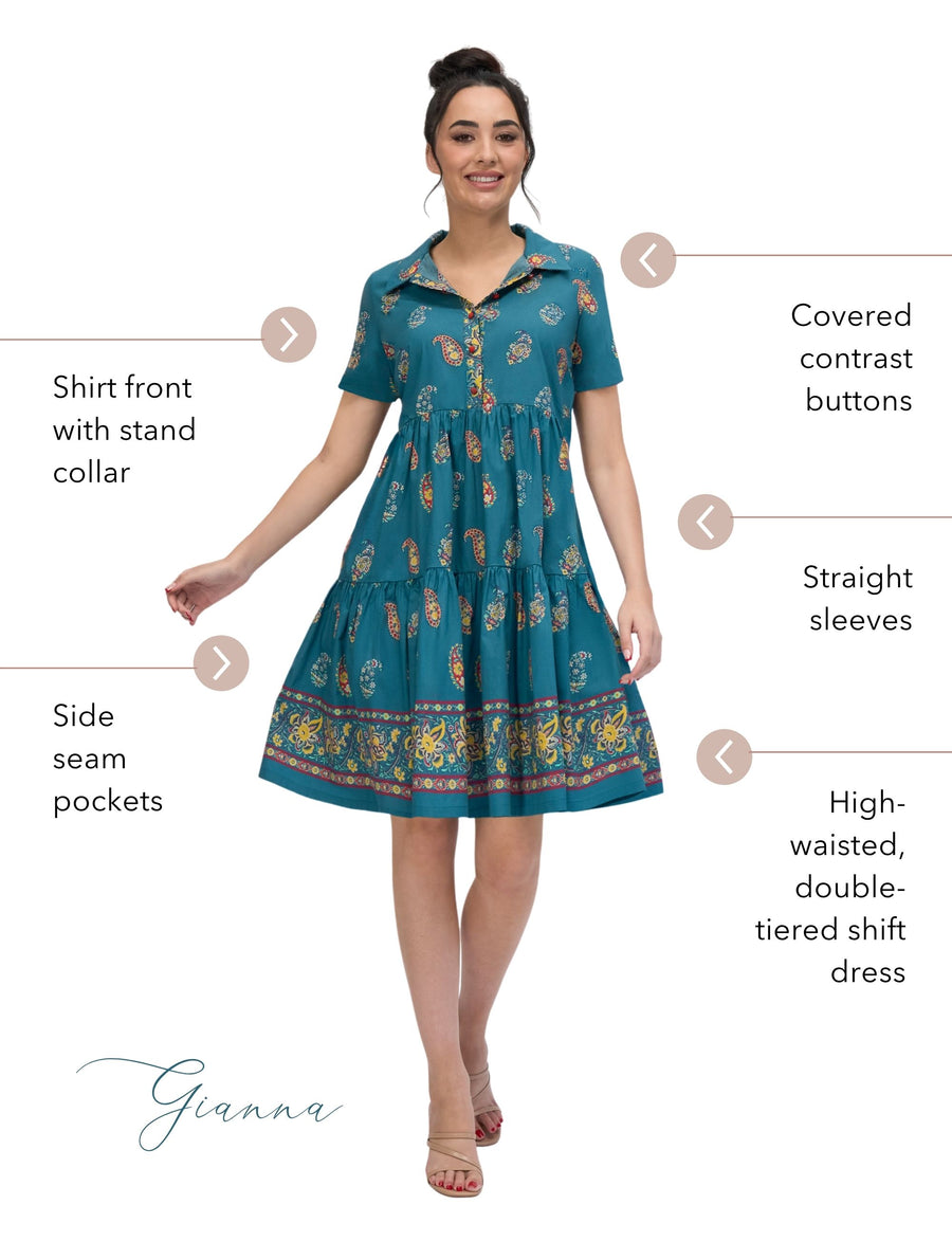 Agra 'Gianna' 100% Cotton Tiered Shift Dress