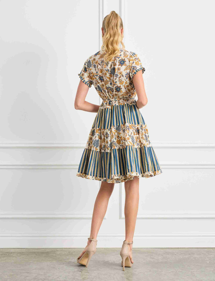 Simone 'Periwinkle' Tiered Shift Shirtdress