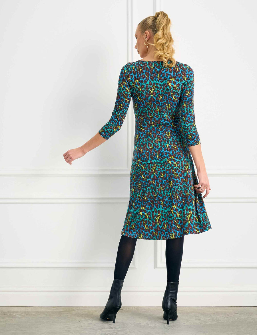Aria "Leopard' Empire Line Midi Dress