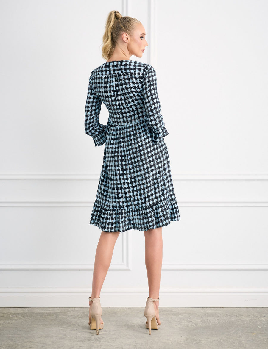 Demanie 'Checkerboard' Knee Length Frill Shift Dress