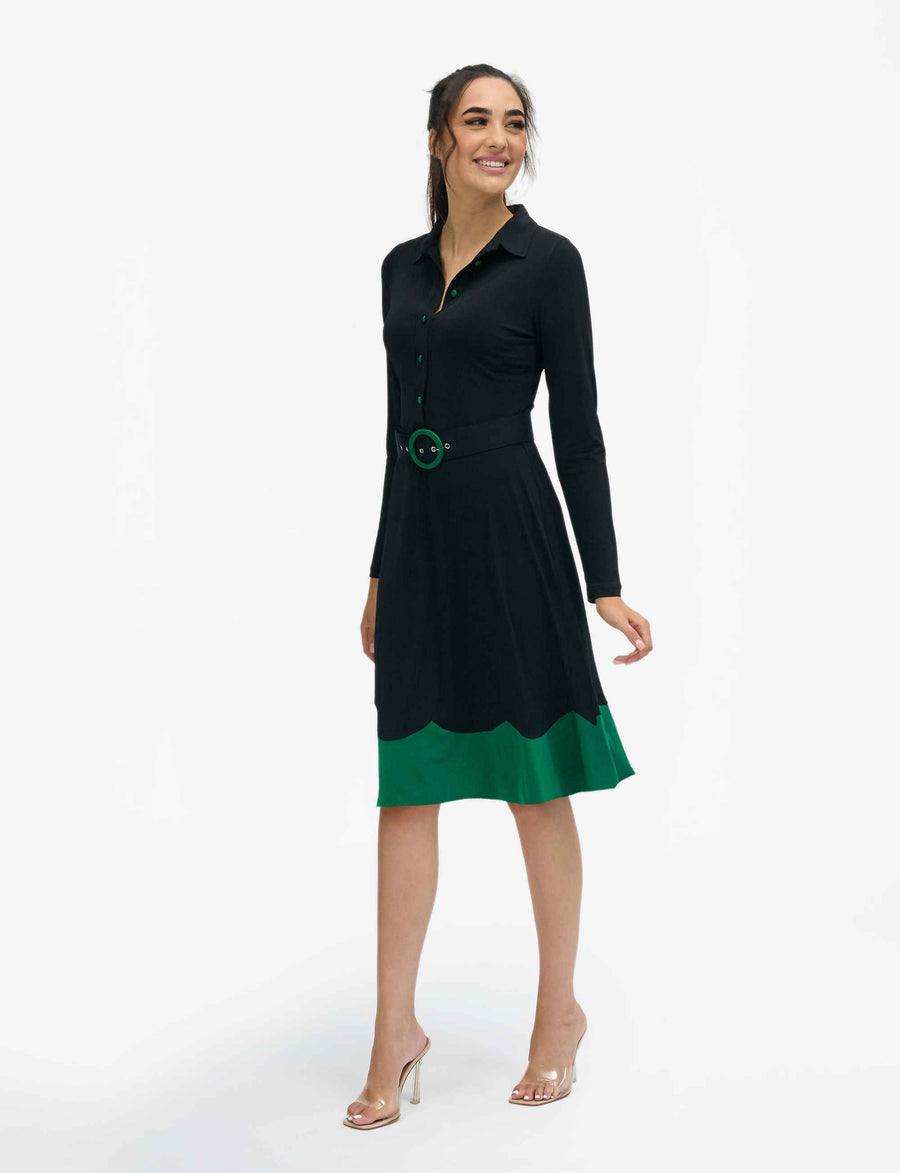 Irene 'LBD' Green Shirtmaker Dress NEW ARRIVAL