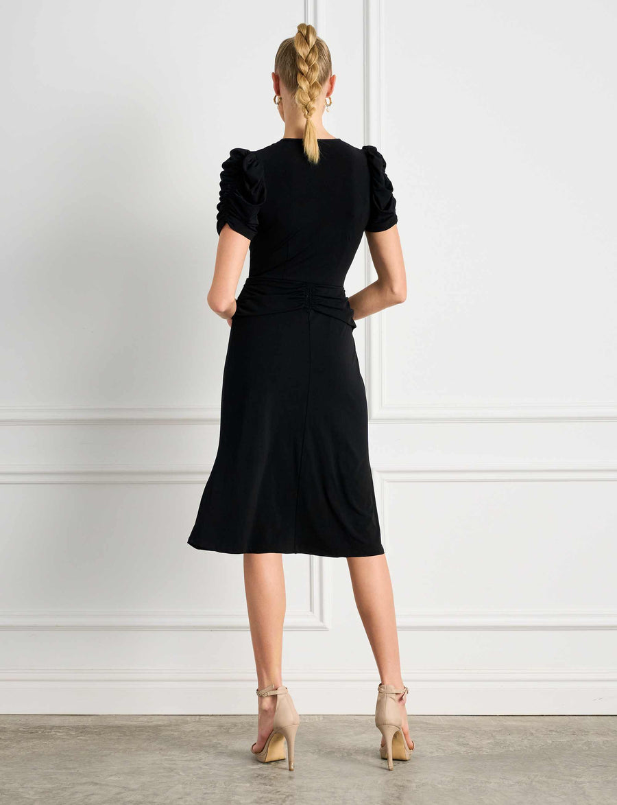 Lara Premium Black Jersey Knee Length Dress