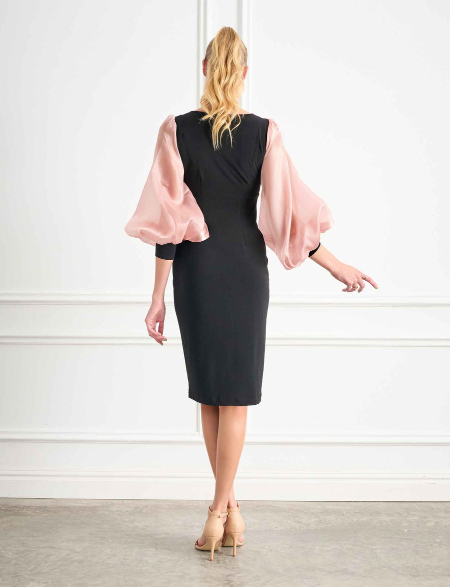 Conor 'Dusty Pink' Balloon Sleeve Knee Length Dress