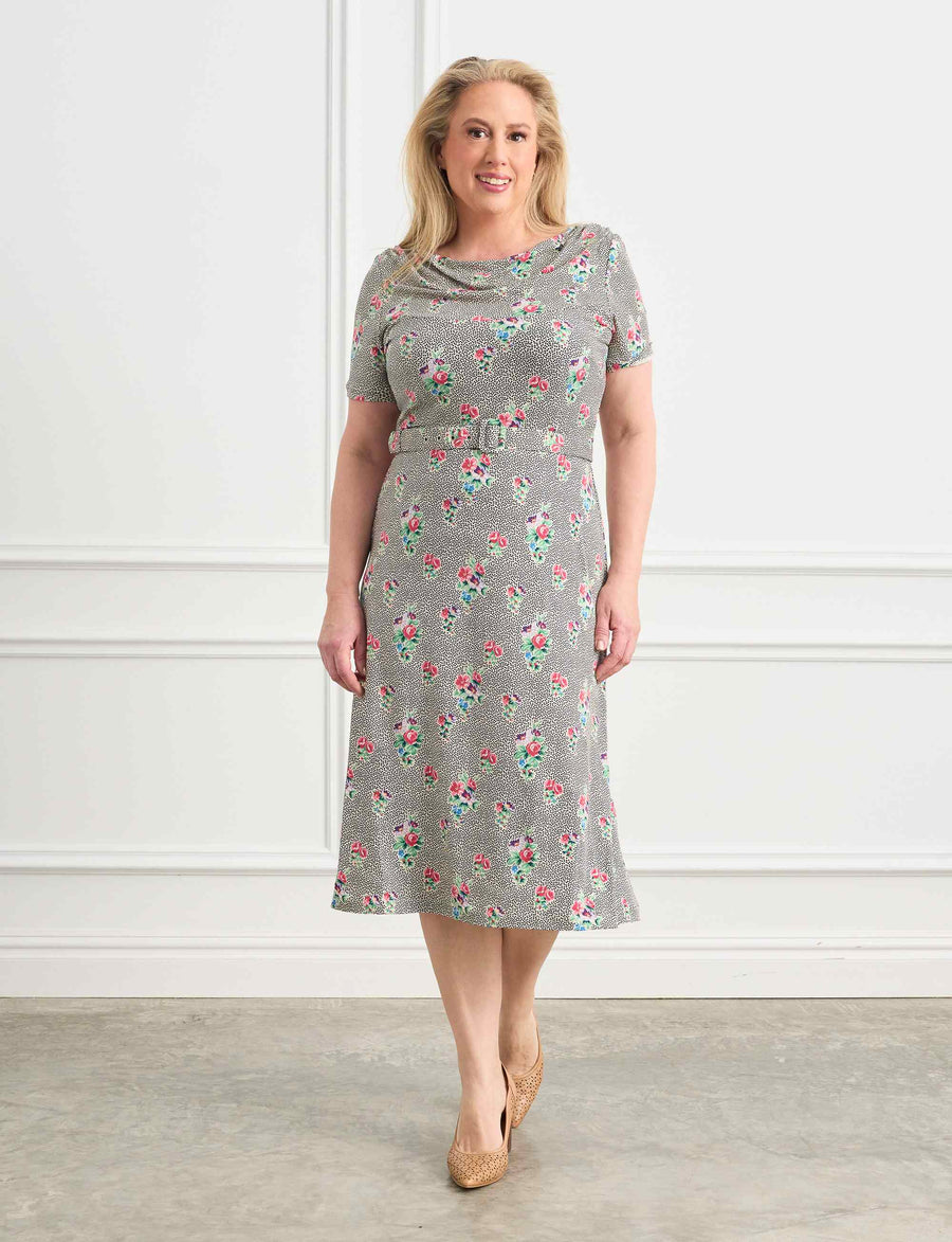 Matilde 'High Tea' Sheath Midi Dress With Belt
