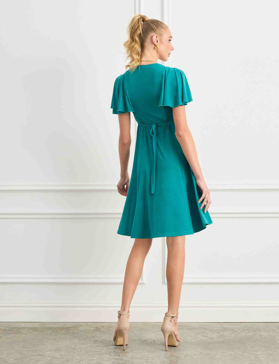 Elvina 'Peacock' Empire Line Butterfly Sleeve Dress