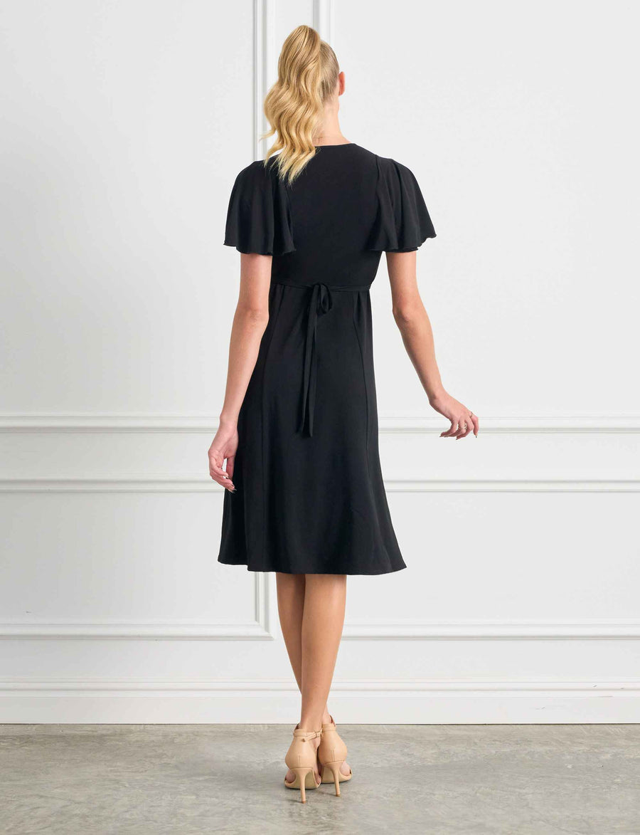 Teddi 'Black' Premium Empire Line Butterfly Sleeve Midi Dress