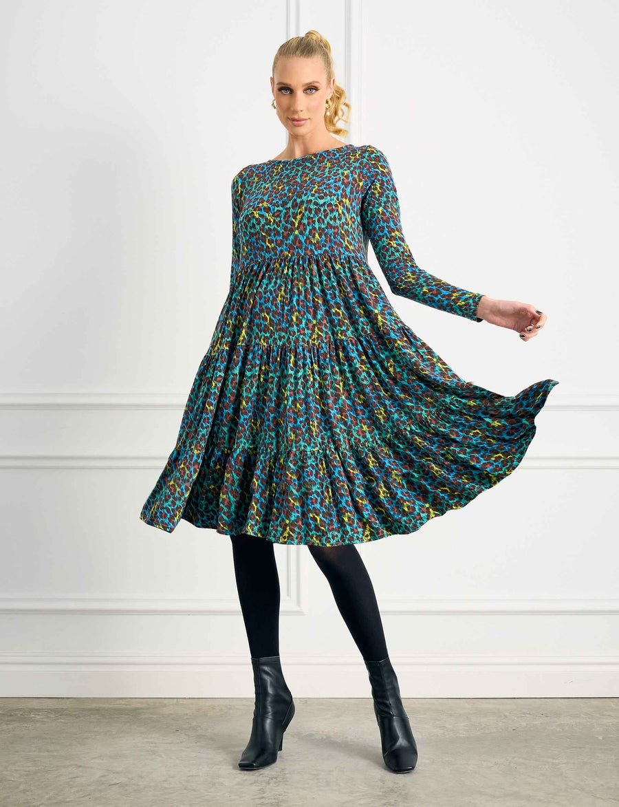 Ramona 'Leopard' Frill Shift Dress