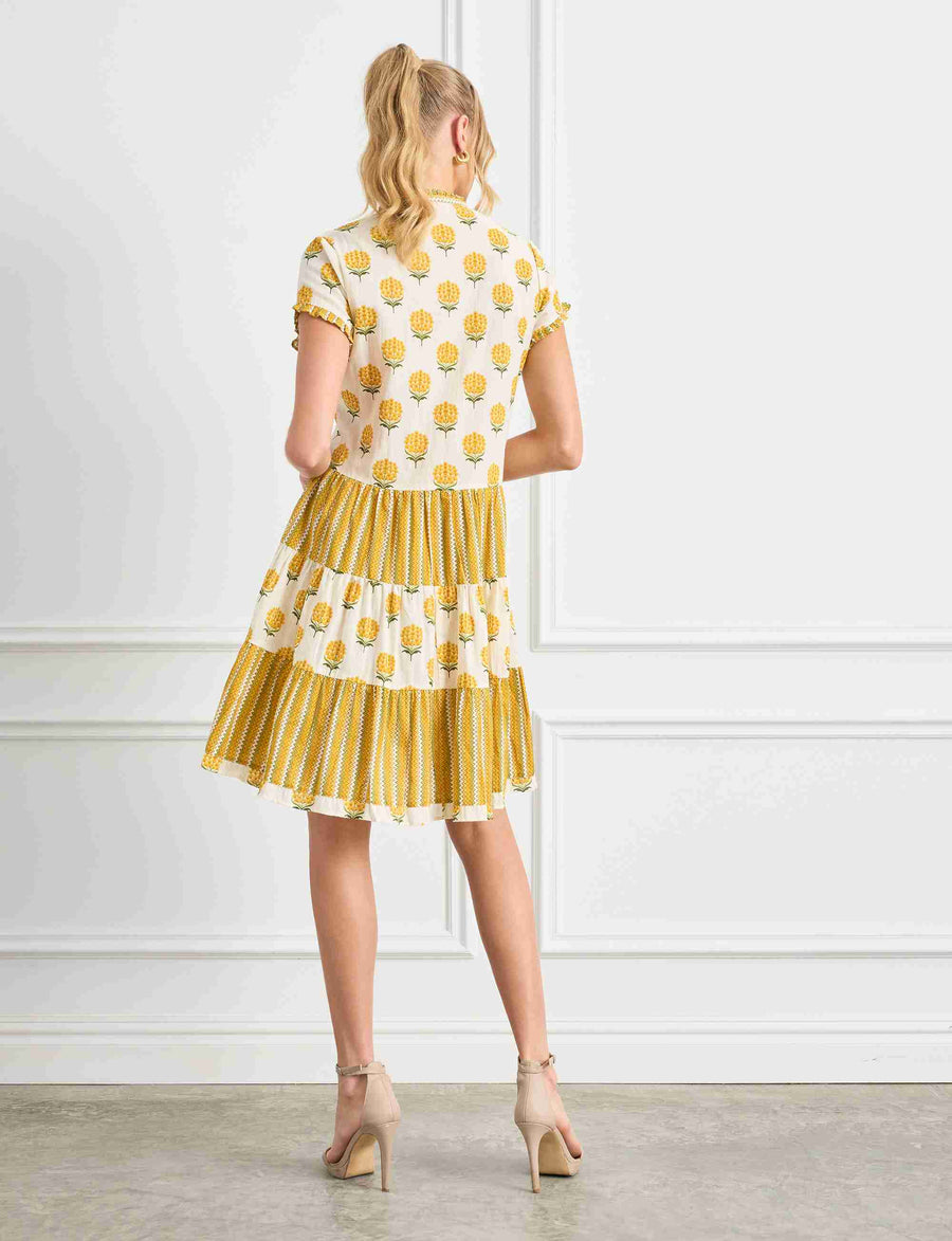 Simone 'Lemon' Tiered Shift Shirtdress