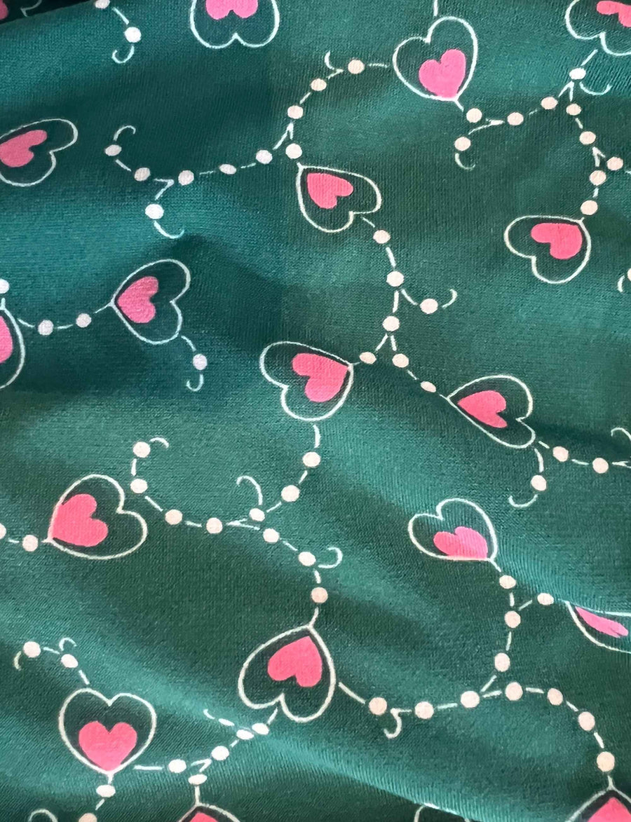 Printed Jersey Hair Turban 'Love Hearts' Teal