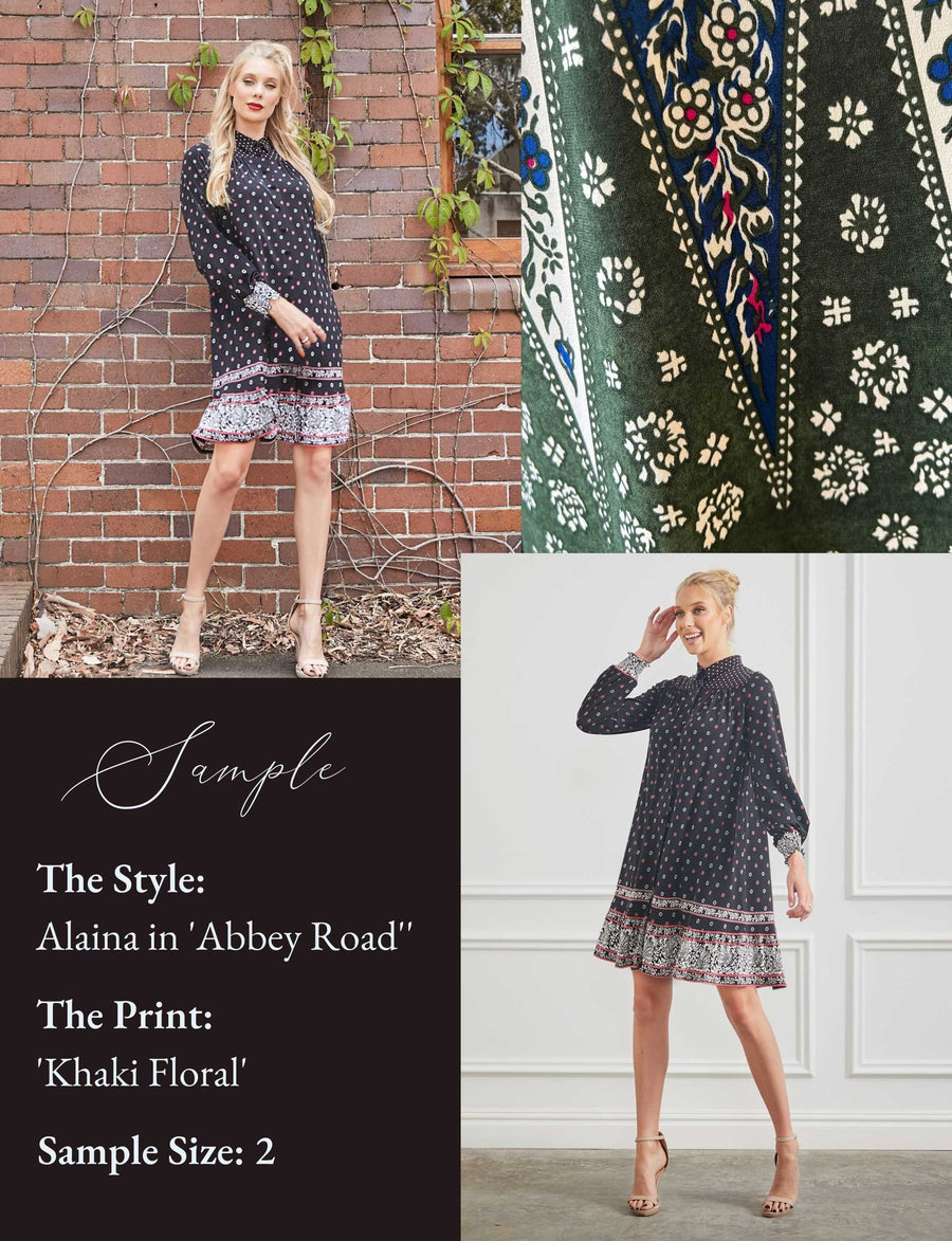 Sample 10: Alaina Style in Khaki Floral Print