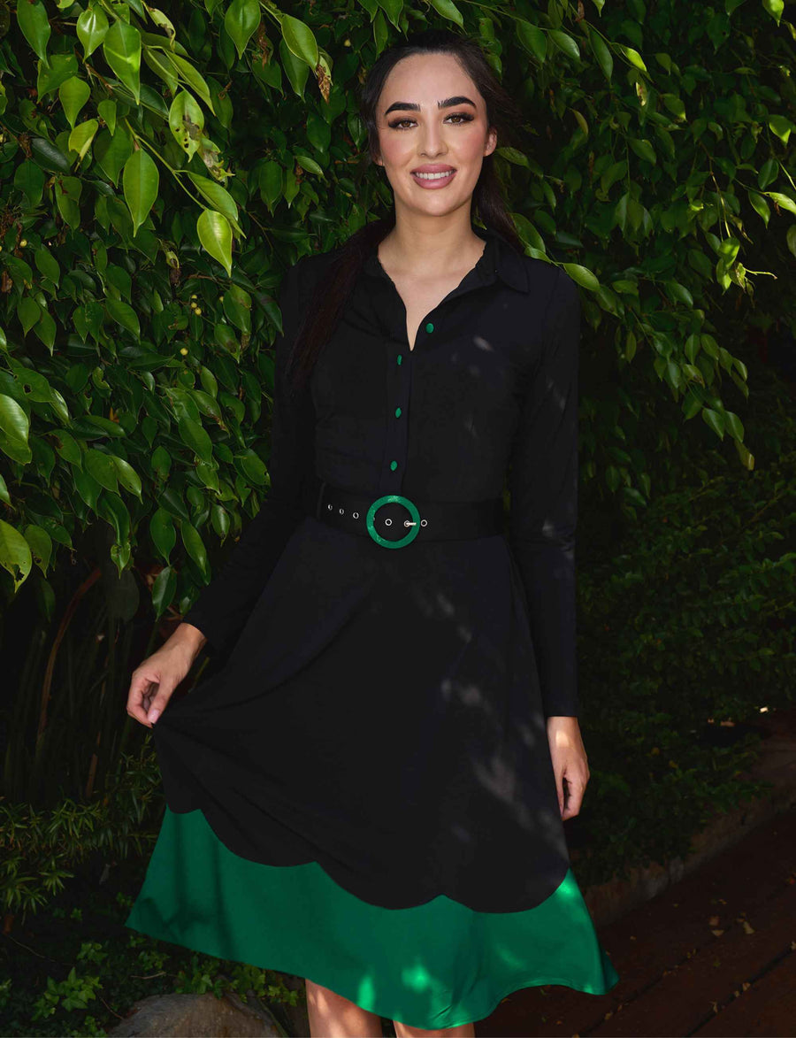 Irene 'LBD' Green Shirtmaker Dress NEW ARRIVAL