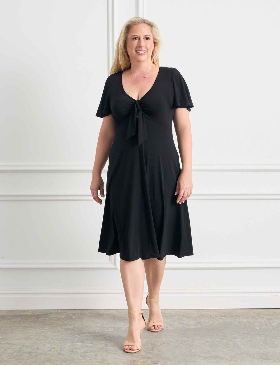 Saski 'LBD' Butterfly Sleeve Knee Length Dress