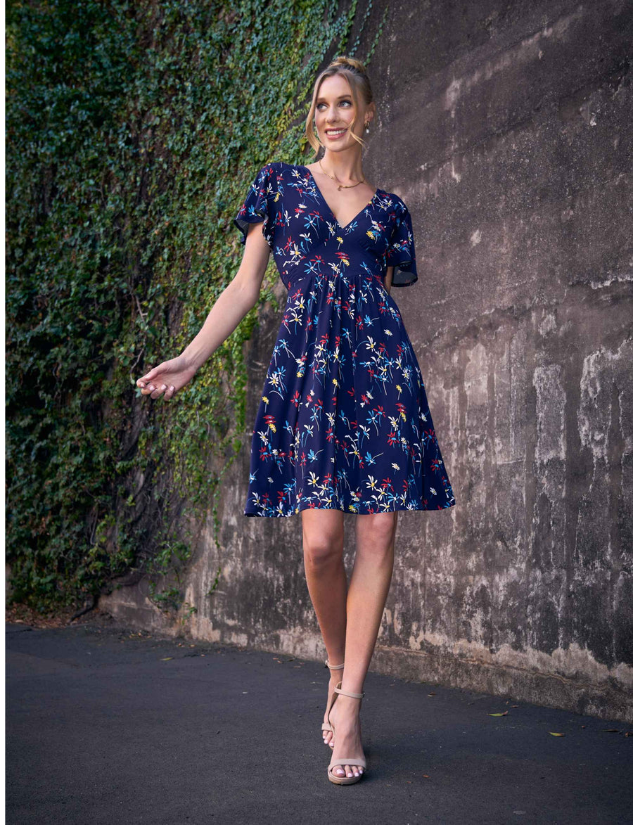 Juana 'Dashing Daisies' Butterfly Sleeve Dress
