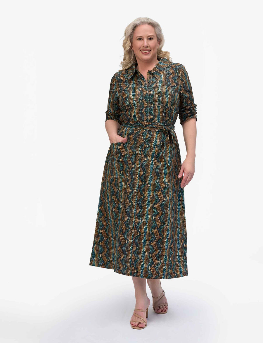 Fiona 'Snake Charmer' A-Line Shirtdress NEW ARRIVAL