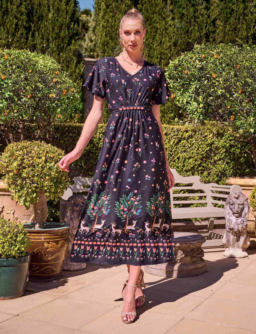 Sandy 'Deer park' Sheath Midi Dress