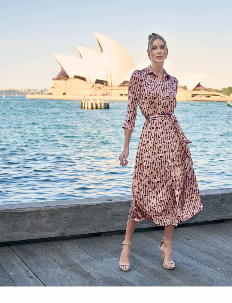 Cara 'Stairway to Heaven' Limited Edition 100% Silk Midi Shirtdress