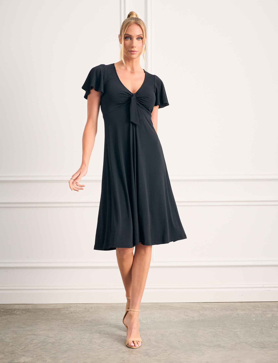 Saski 'LBD' Butterfly Sleeve Knee Length Dress