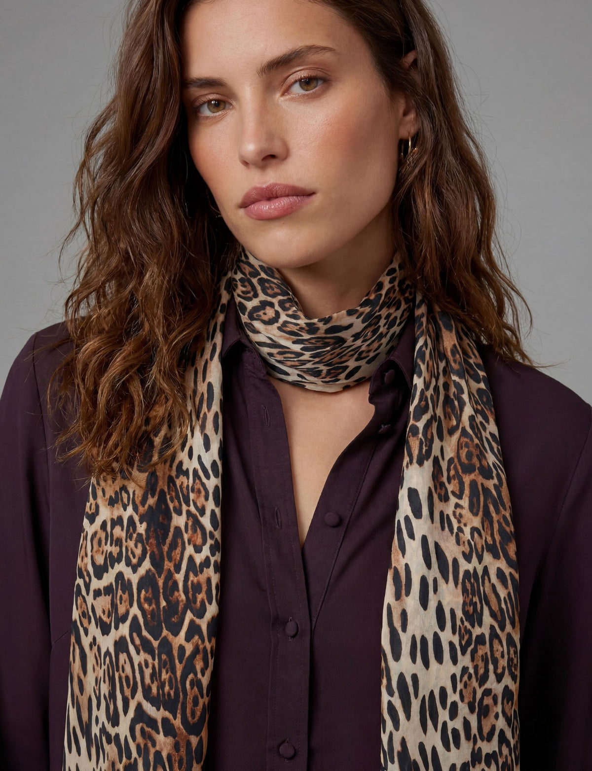 Silk Habotai Scarf - Leopard