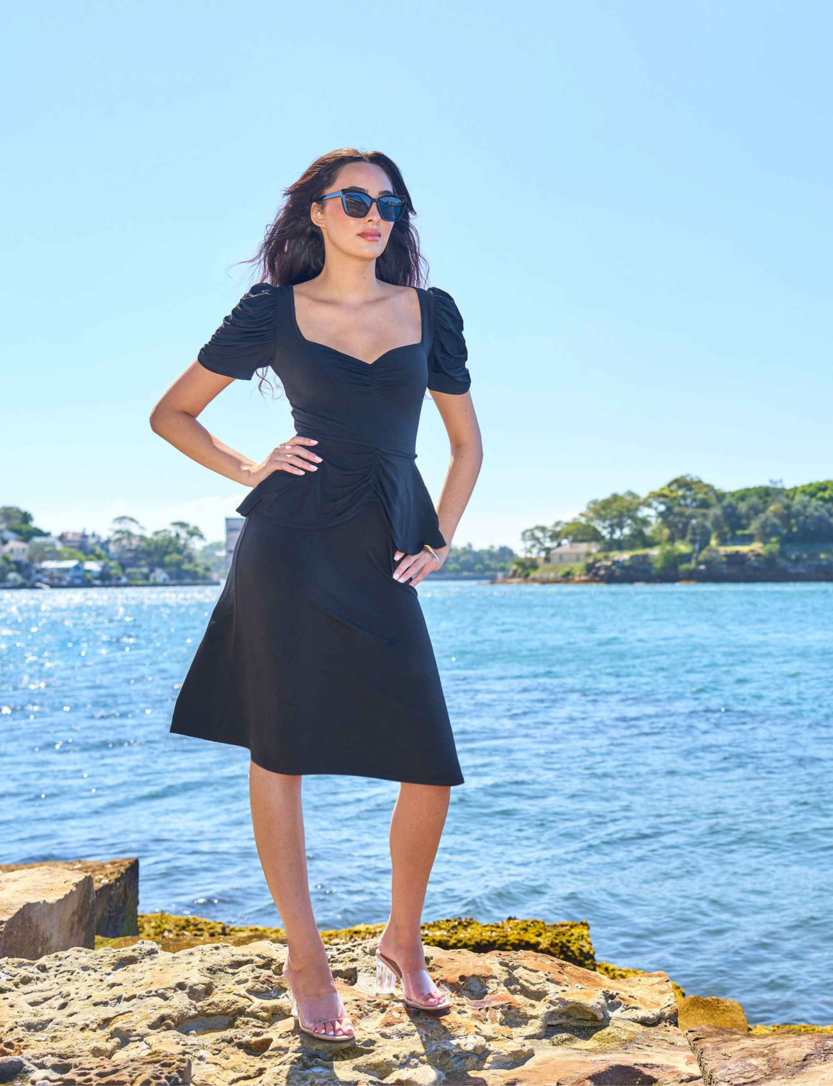Teri 'LBD' Cocktail Dress with Ruched Sleeves - FINAL SALE