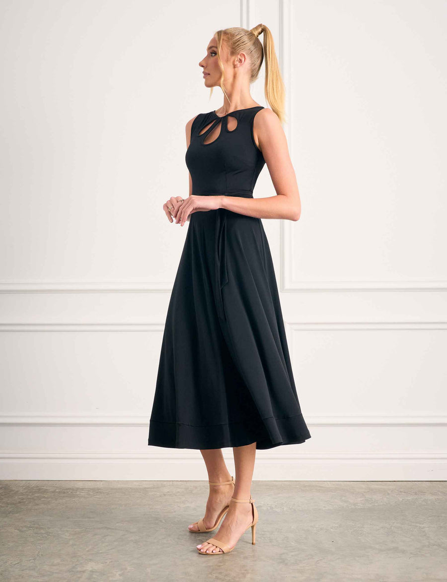 Natalia 'LBD' Black Midi Dress with Cutouts