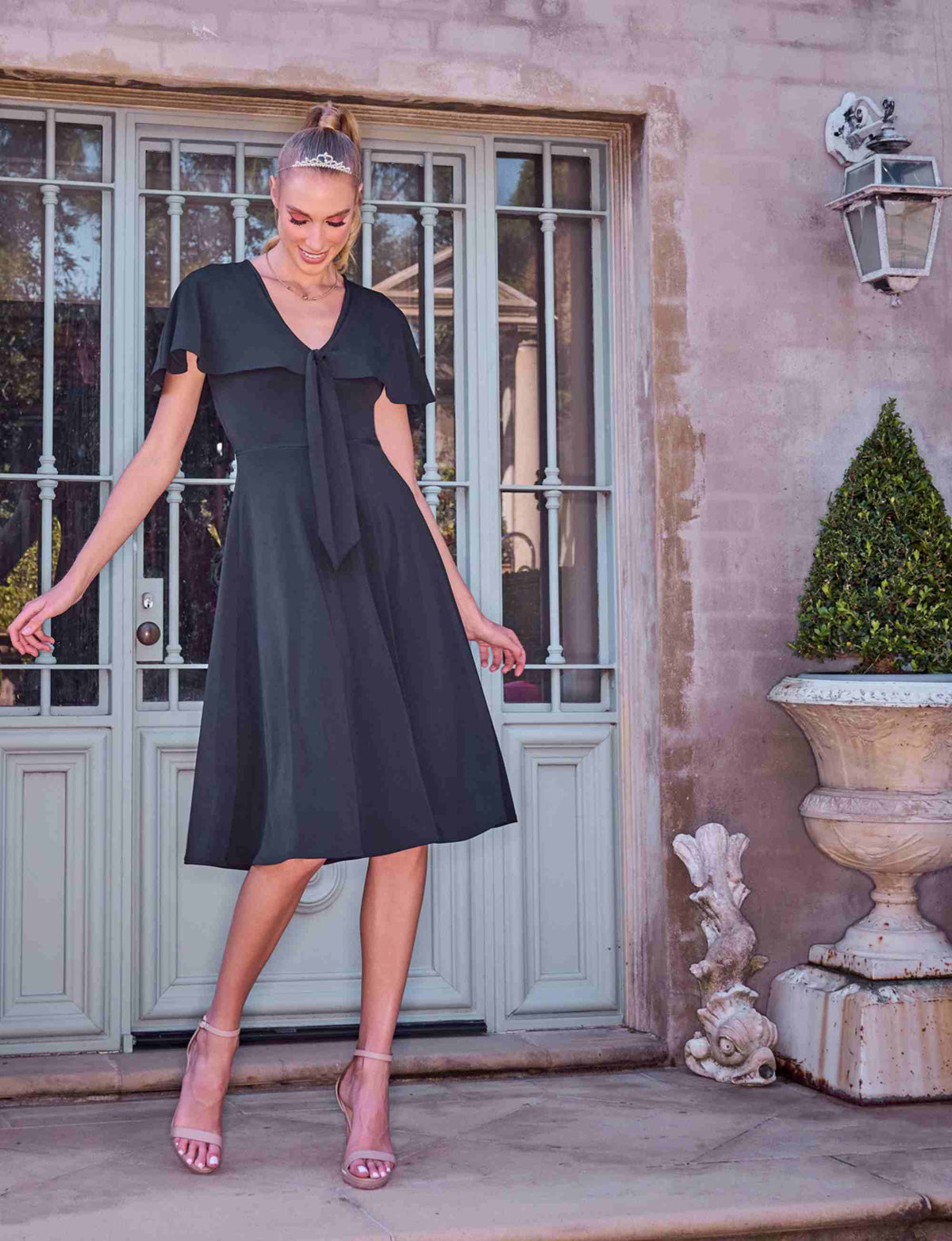 Enza 'LBD' Sailor Cape Black Cocktail Dress - FINAL SALE