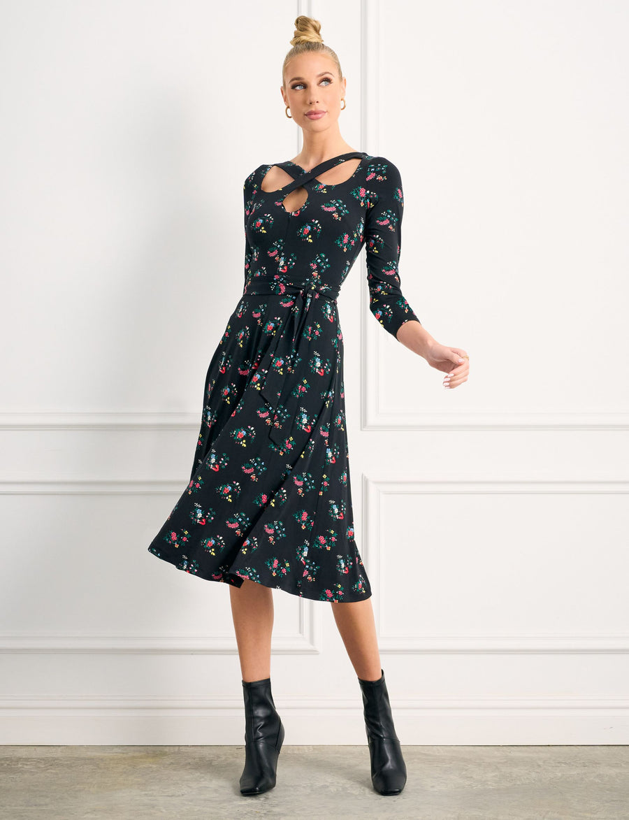 Anita 'Midnight Spray' Fit and Flare Cut Out Dress