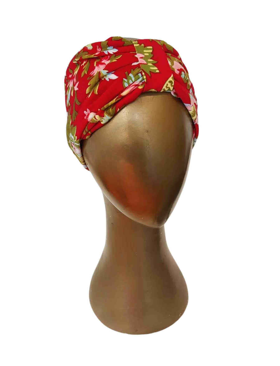 Turban Printed Jersey 'Red Rococo'