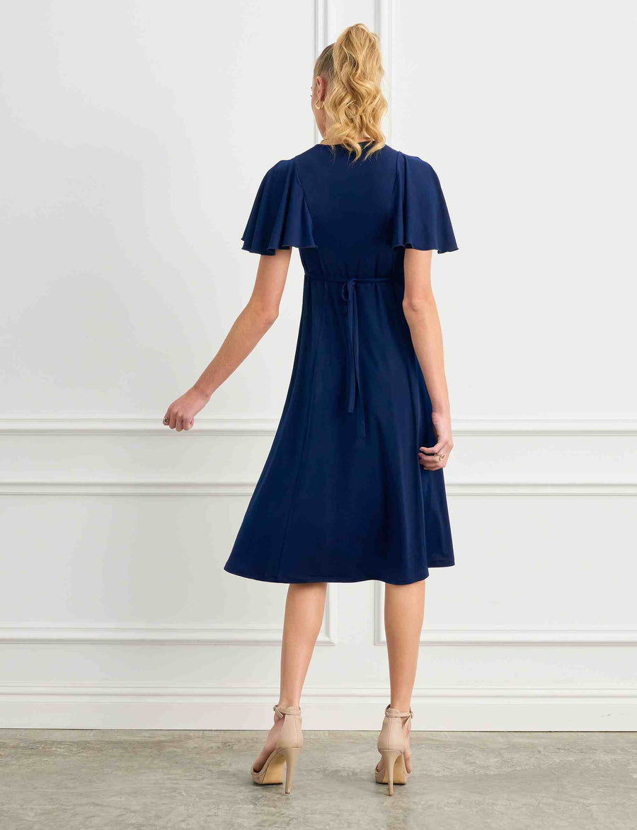 Teddi 'Navy' Empire Line Butterfly Sleeve Midi Dress