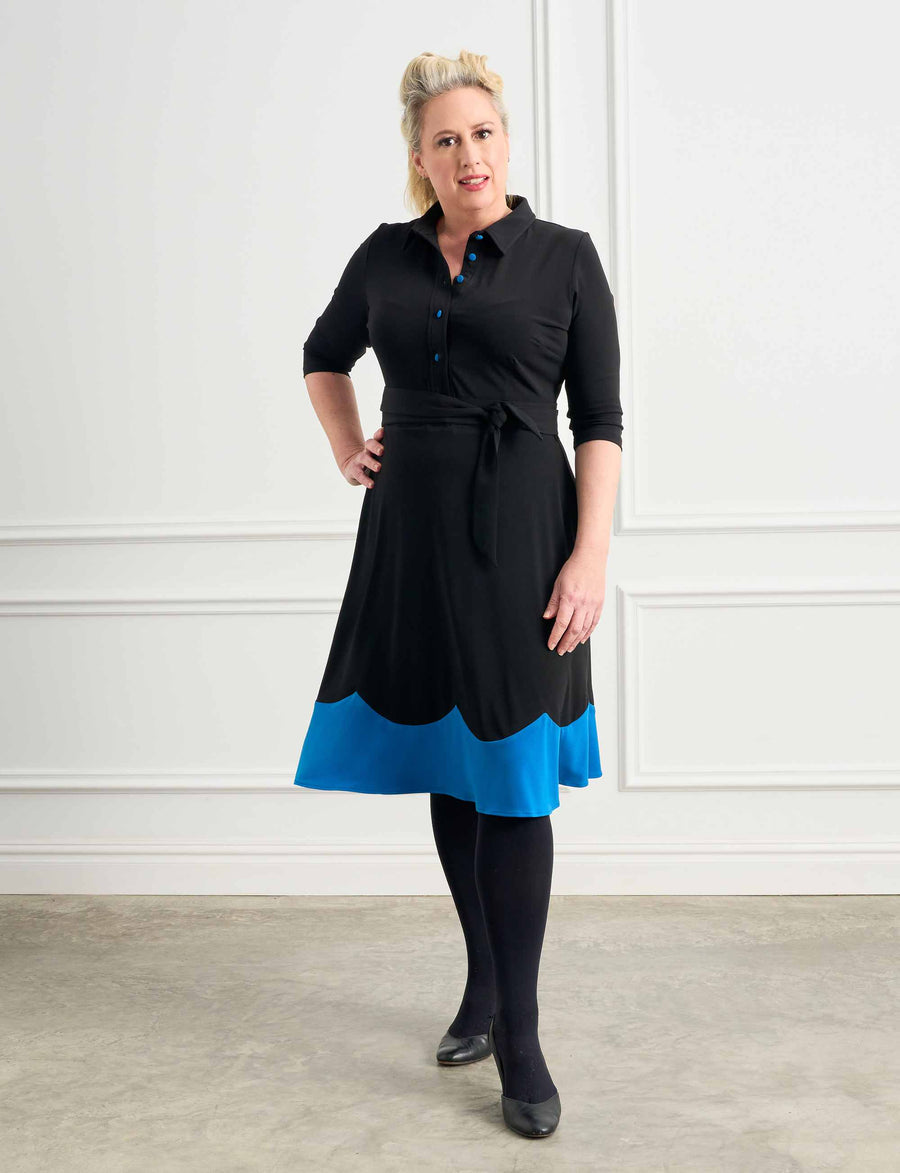 Susanna 'Aqua' Shirtmaker Knee Length Dress