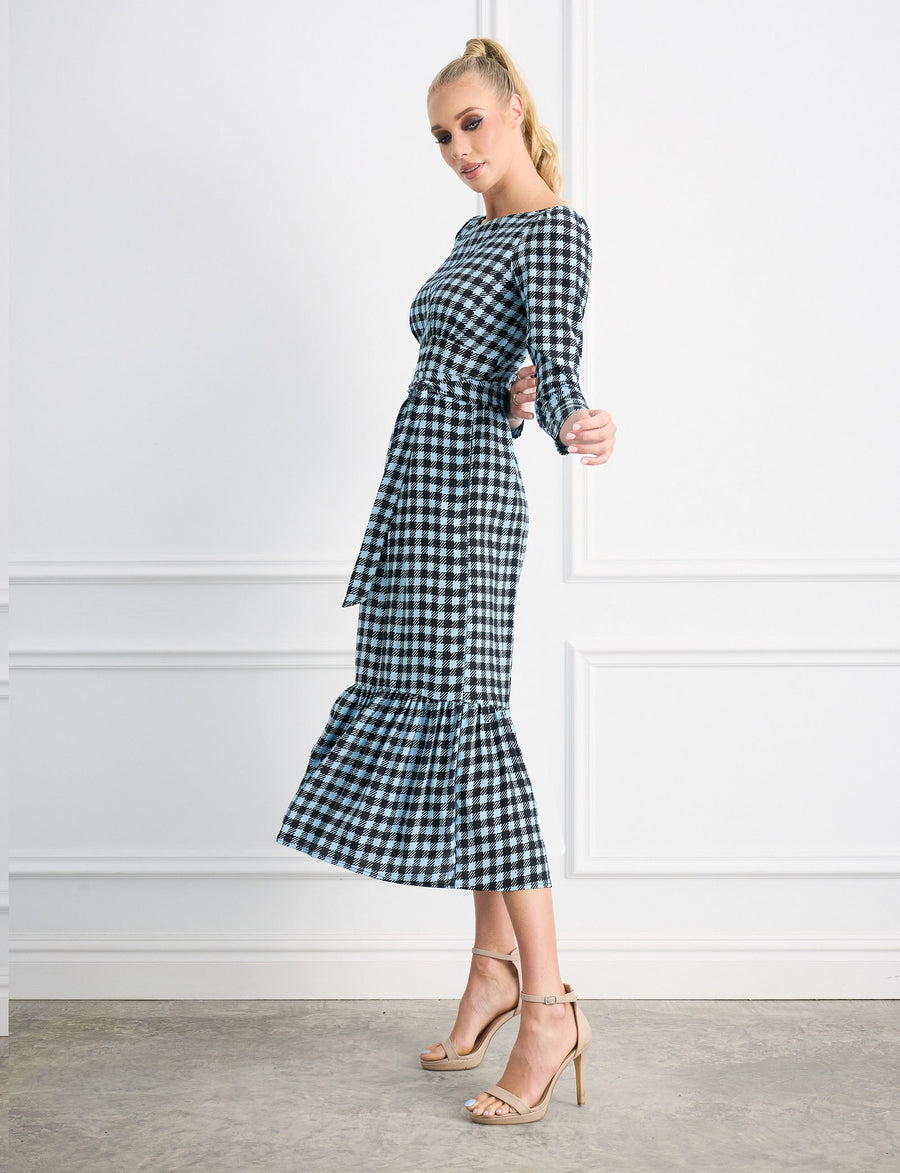 Celine 'Checkerboard' Fit and Flare Midi Dress