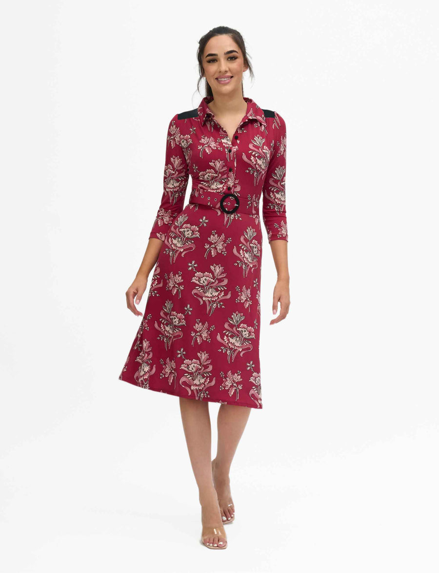 Marcella 'Lovely Lilies' Shirtmaker Dress with Belt NEW ARRIVAL