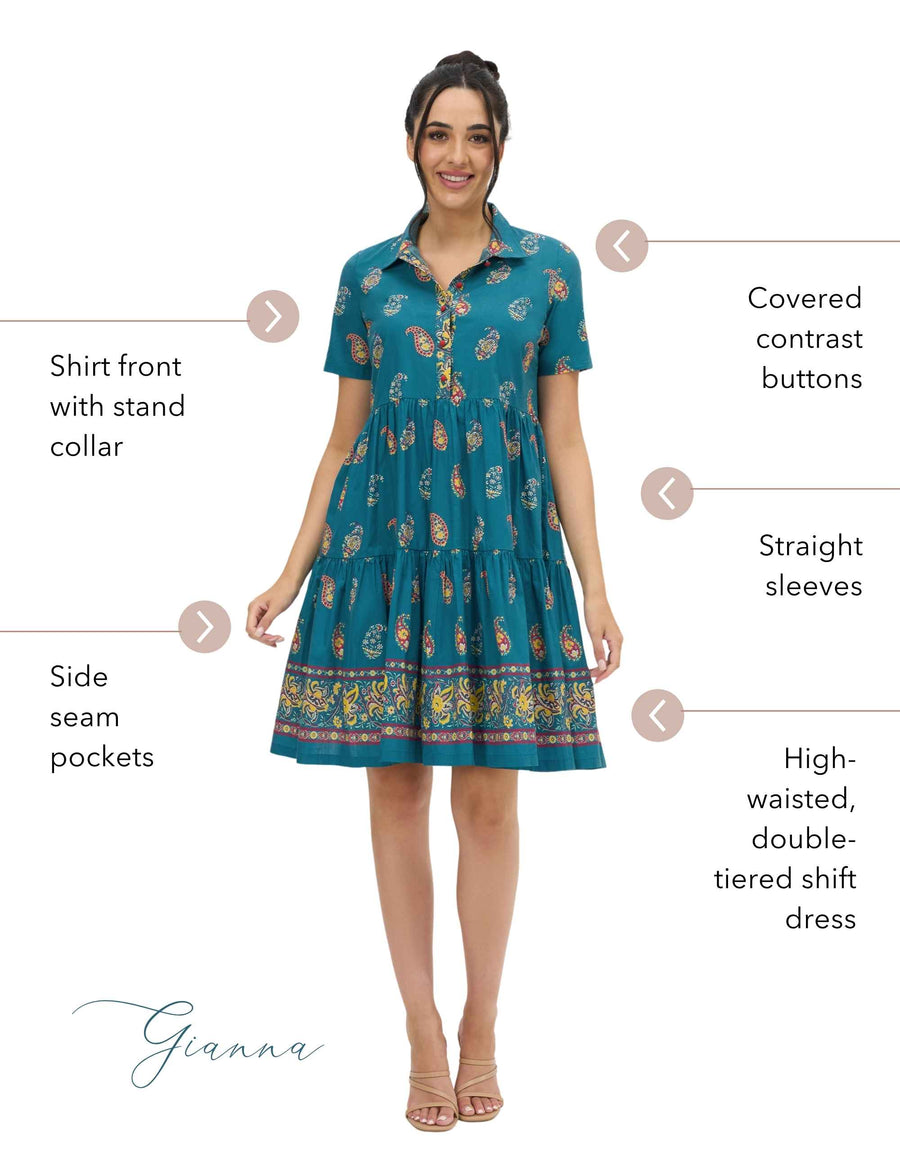 Agra 'Gianna' 100% Cotton Tiered Shift Dress