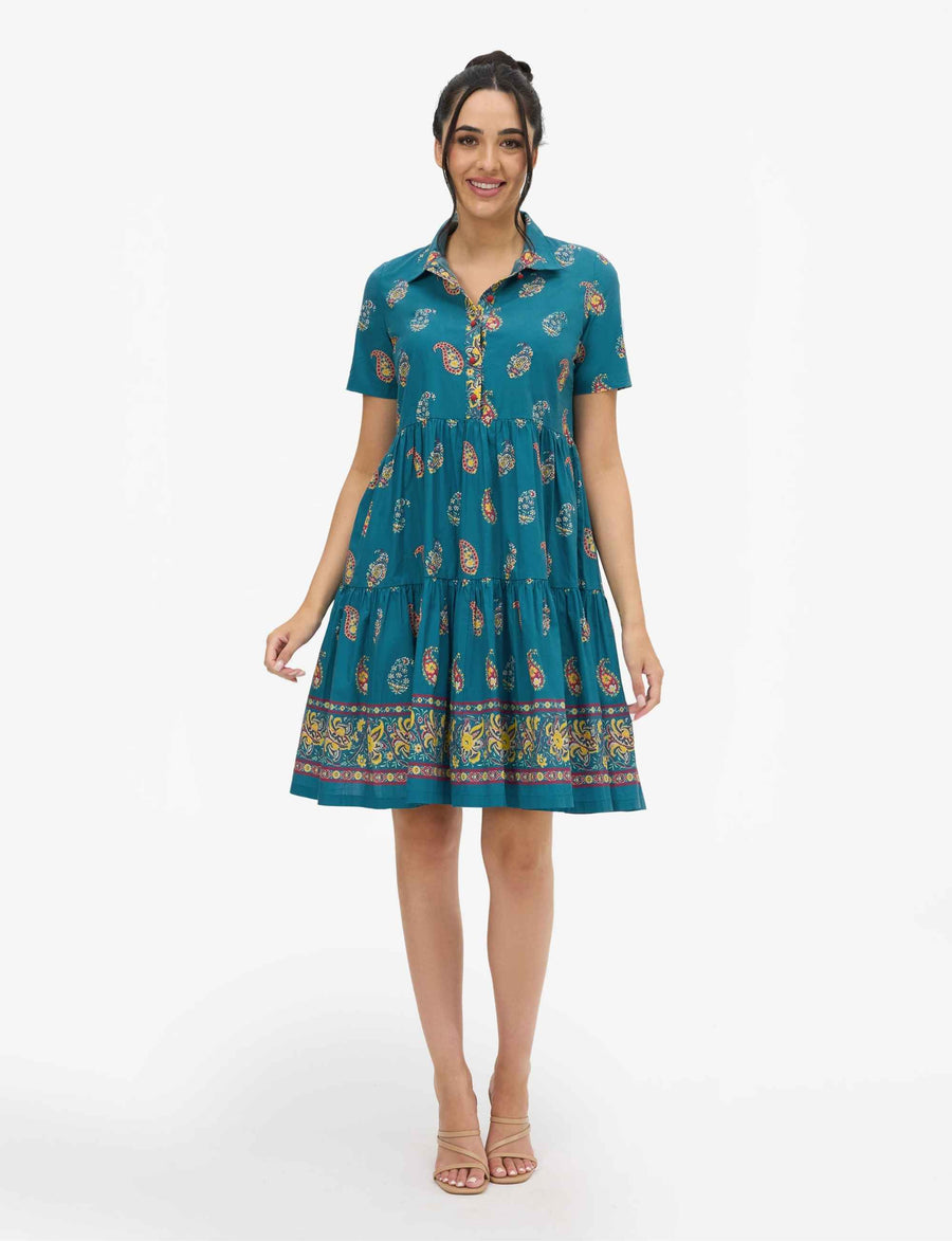 Agra 'Gianna' 100% Cotton Tiered Shift Dress
